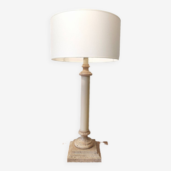 Lampe colonne style empire en travertin