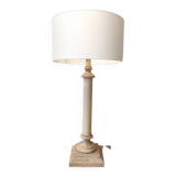 Empire style column lamp in travertine