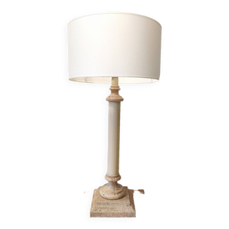 Lampe colonne style empire en travertin