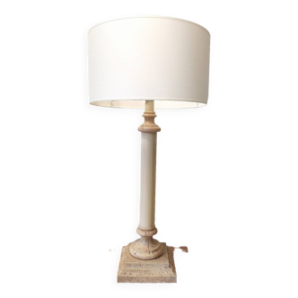 Empire style column lamp in travertine