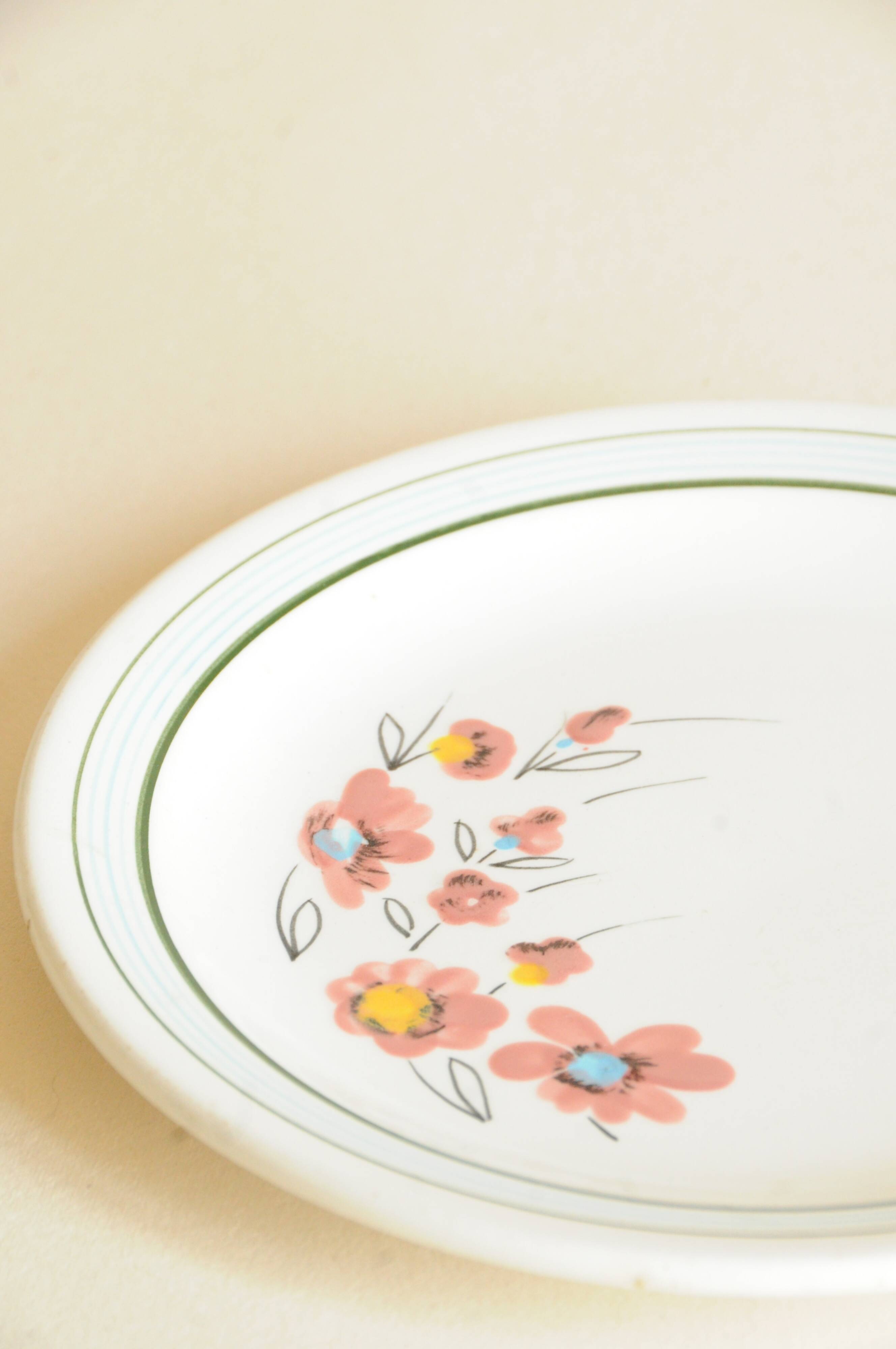 Vintage Dessert Plates (x4) – Floral Decor – Butterfly, Salins