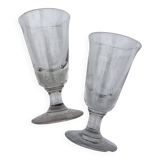 2 old bistro glasses, flared, in blown glass