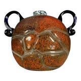 Blown glass ball vase with two handles in glass paste, Art Deco period