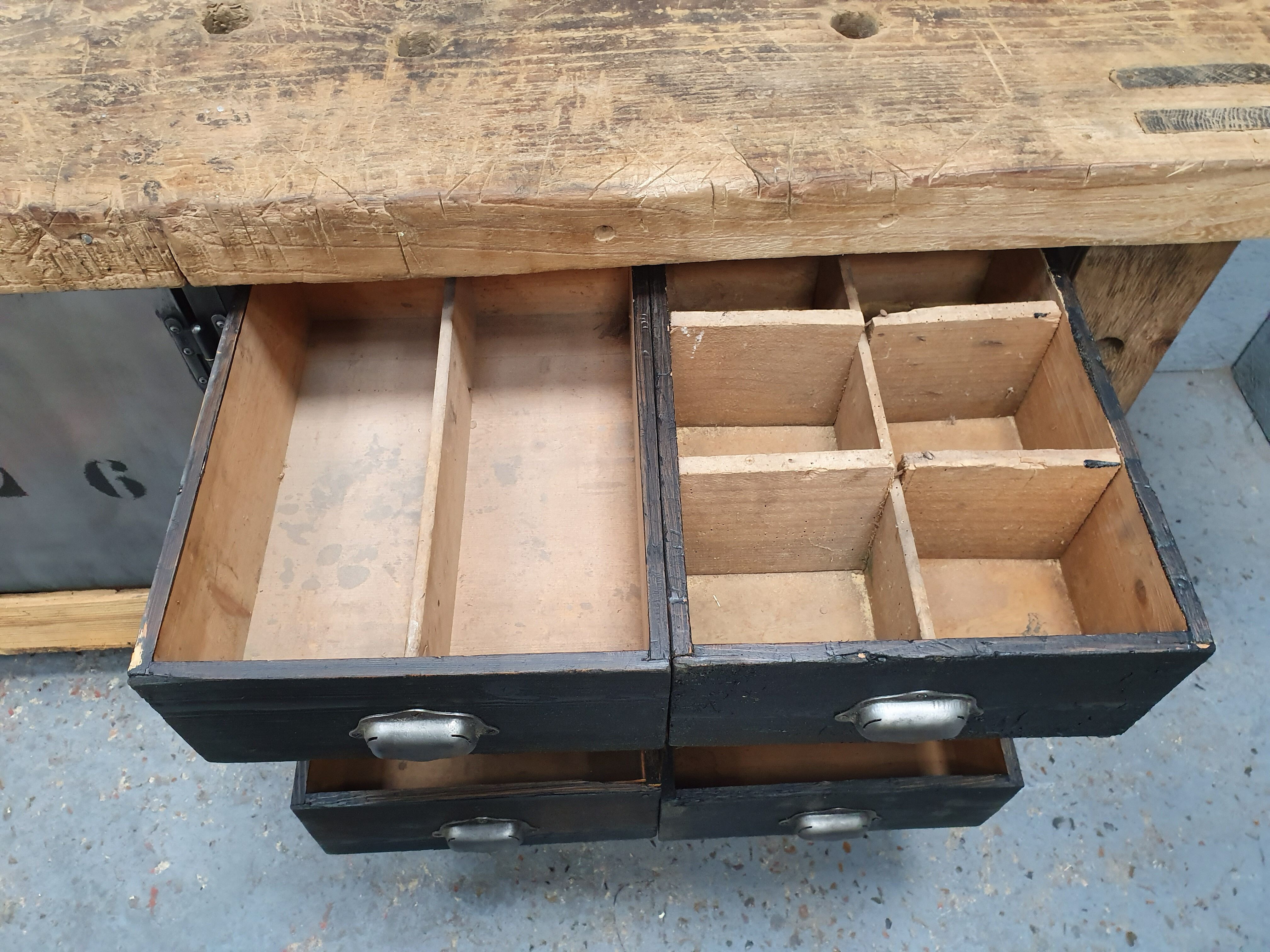 Industrial established furniture two metal doors and 6 wooden drawers
