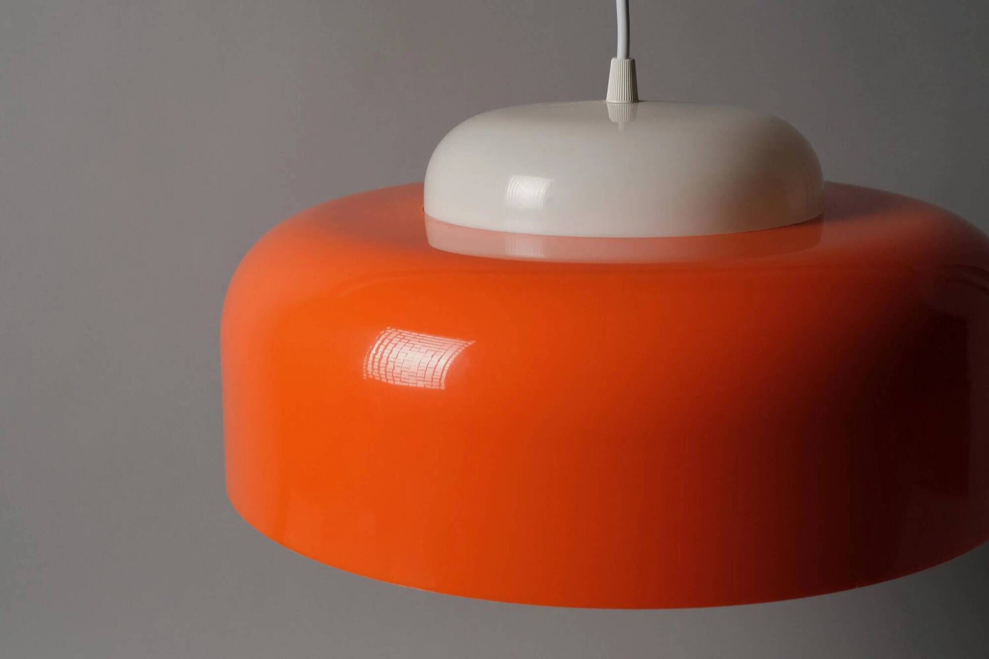Fagerhults Belysning Pendant Lamp, Orange & White Acrylic, 1960s Space Age Design, Sweden