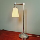 Desk lamp in chrome metal and white opaline