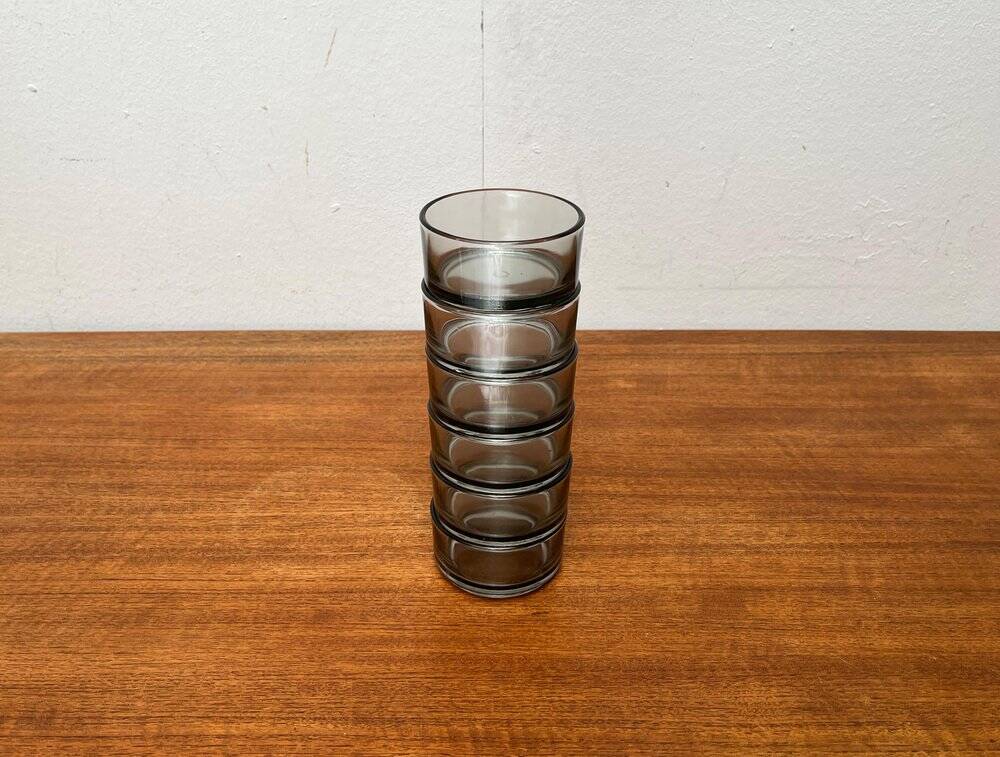 Bols empilables ronds du milieu du siècle en verre, Danemark, années 1960, lot de 6