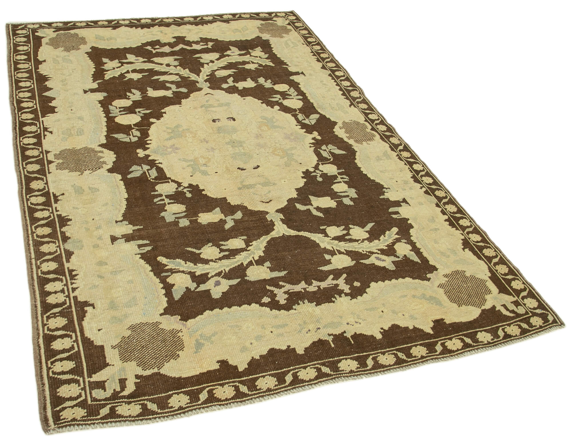 1960s handmade oriental beige carpet 148 cm x 228 cm