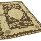 1960s handmade oriental beige carpet 148 cm x 228 cm