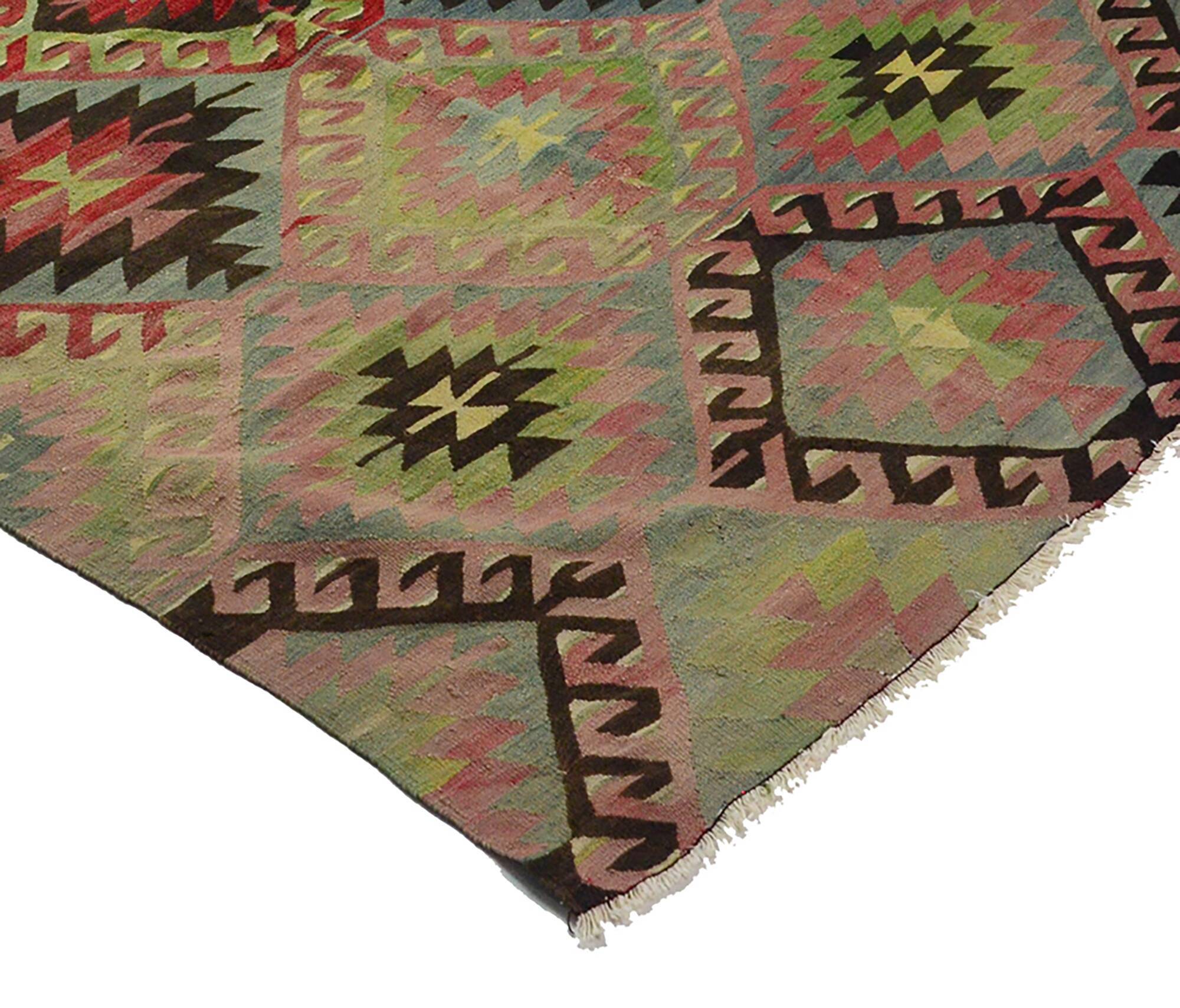 Turkish Kilim Yoruk Vintage 178x284 cm Geometric Beige and Red