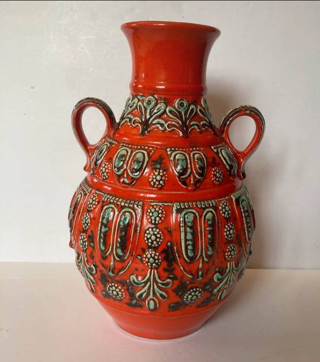 Jasba vase in orange ceramic