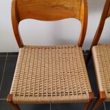 4 Scandinavian chairs by Niels Otto Møller, Danish design, 1950s, wood and rope