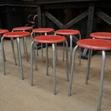 Set of 8cOld Stackable Metal Low Stools 1960