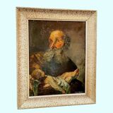 Tableau signé GASSMANN (Bernard, 1942) – HSP - Vieillard portant un enfant