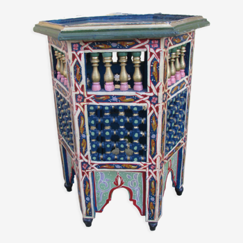 Table d'appoint octogonale marocaine peinte à la main