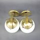 Pair of Art Deco wall sconces in brass and opaline glass, Europe, 1930s