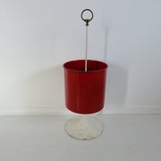 Porte parapluies, pied tulipe, tôle émaillée et laiton, 1950
