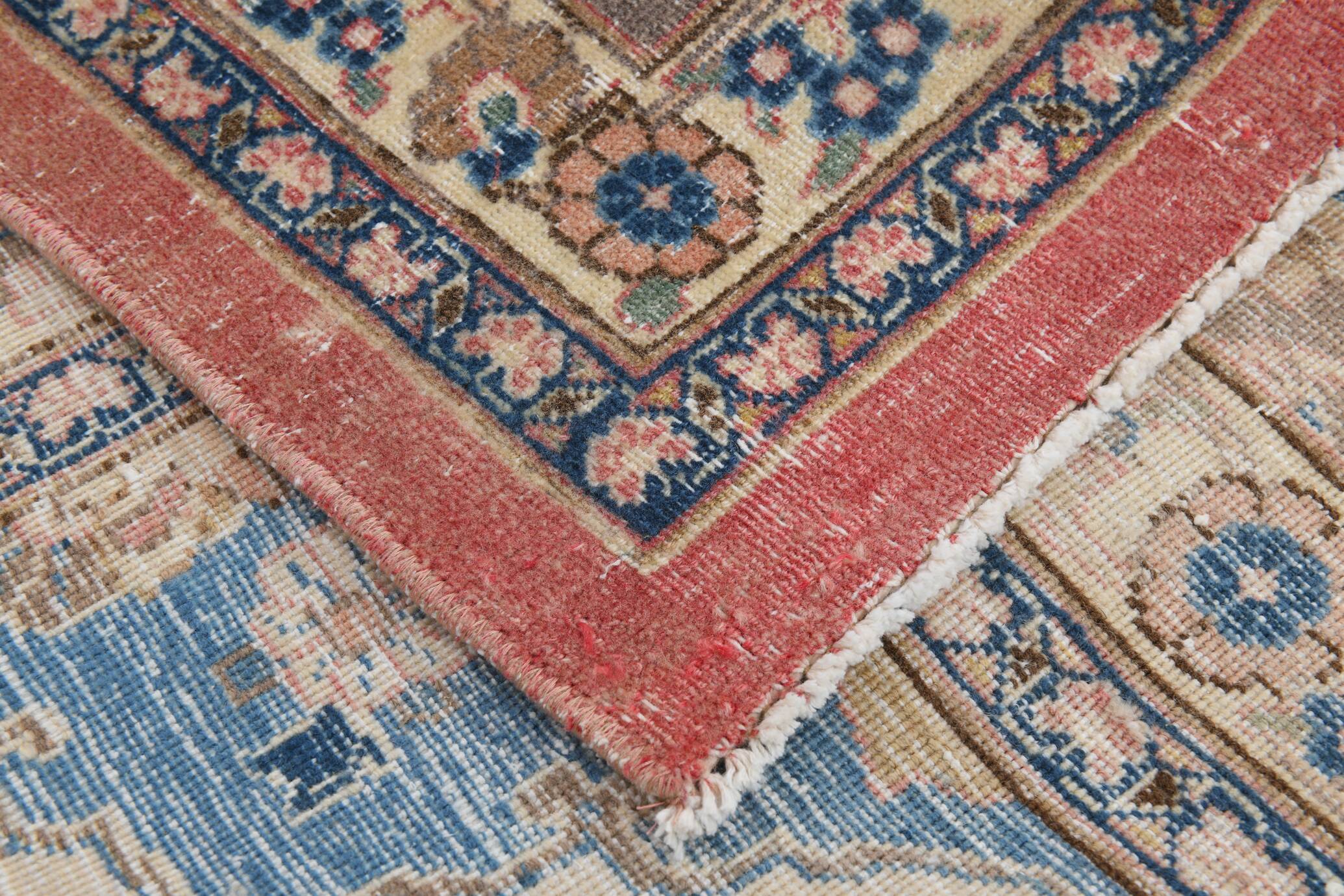Tapis persan vintage en laine noué main, rouge, motifs floraux, 291x384 cm
