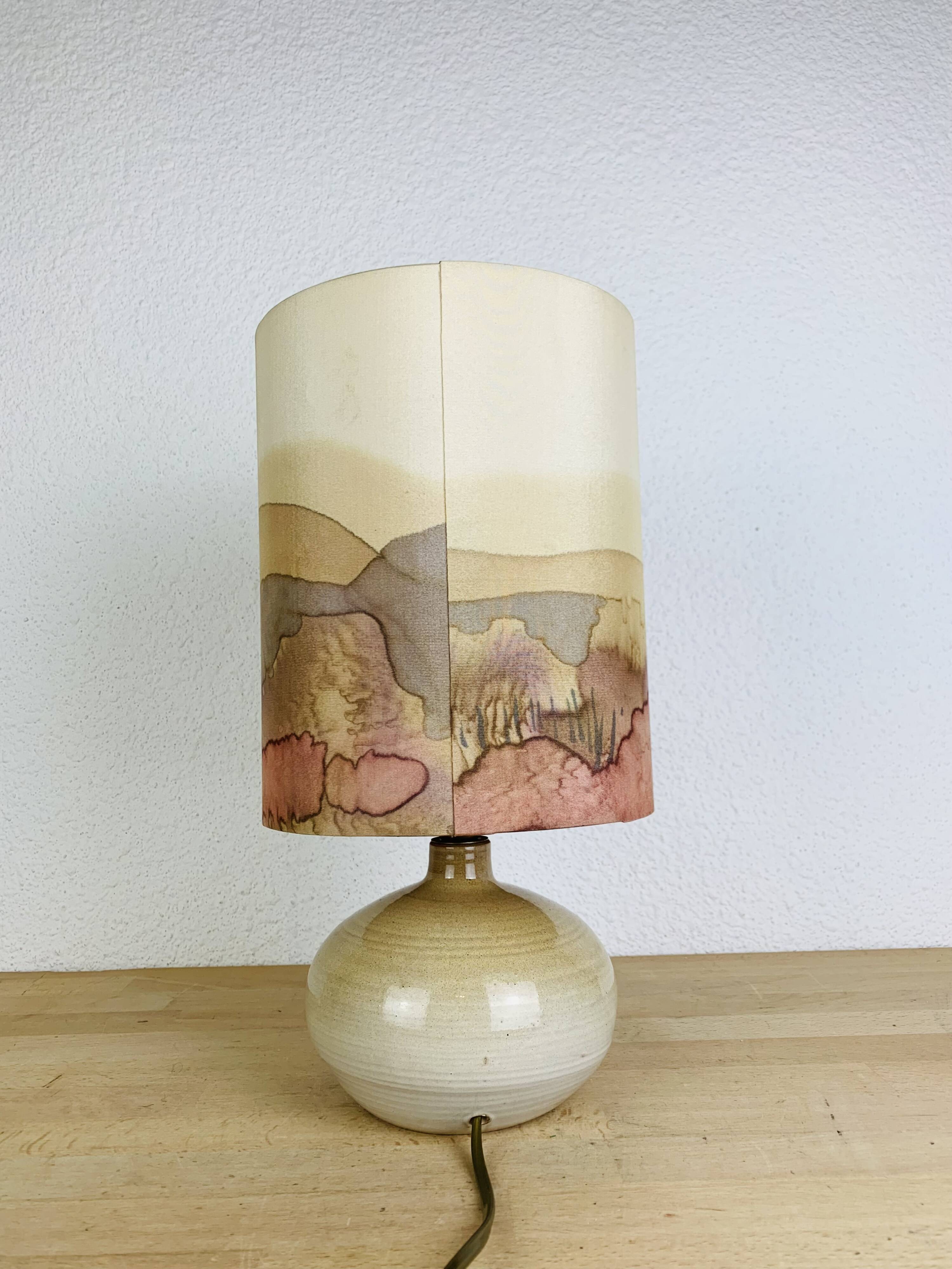 Vintage stoneware ball lamp, ceramic from the 70s