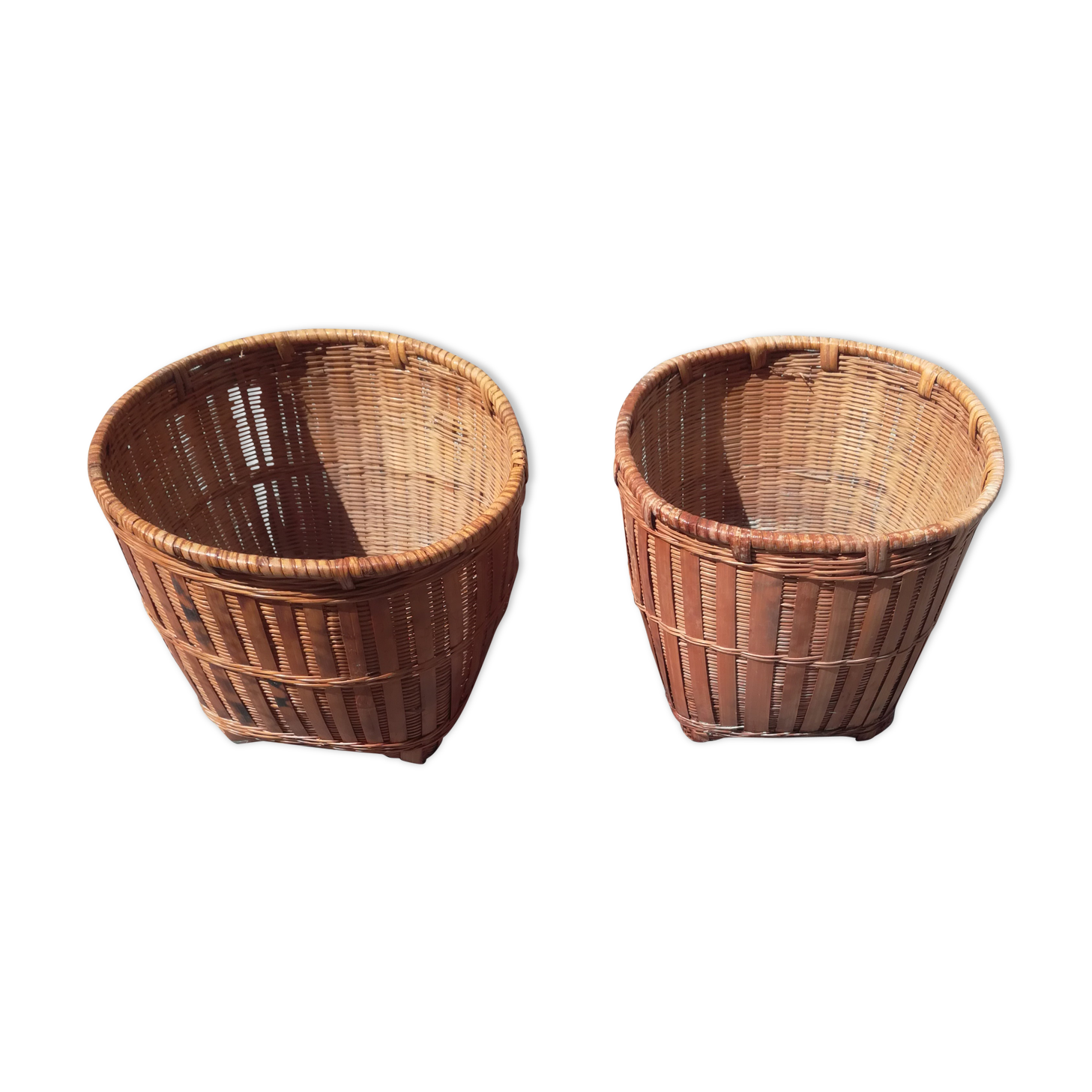 Lot of bamboo and rattan baskets