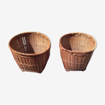 Lot de panier en rotin et bambou