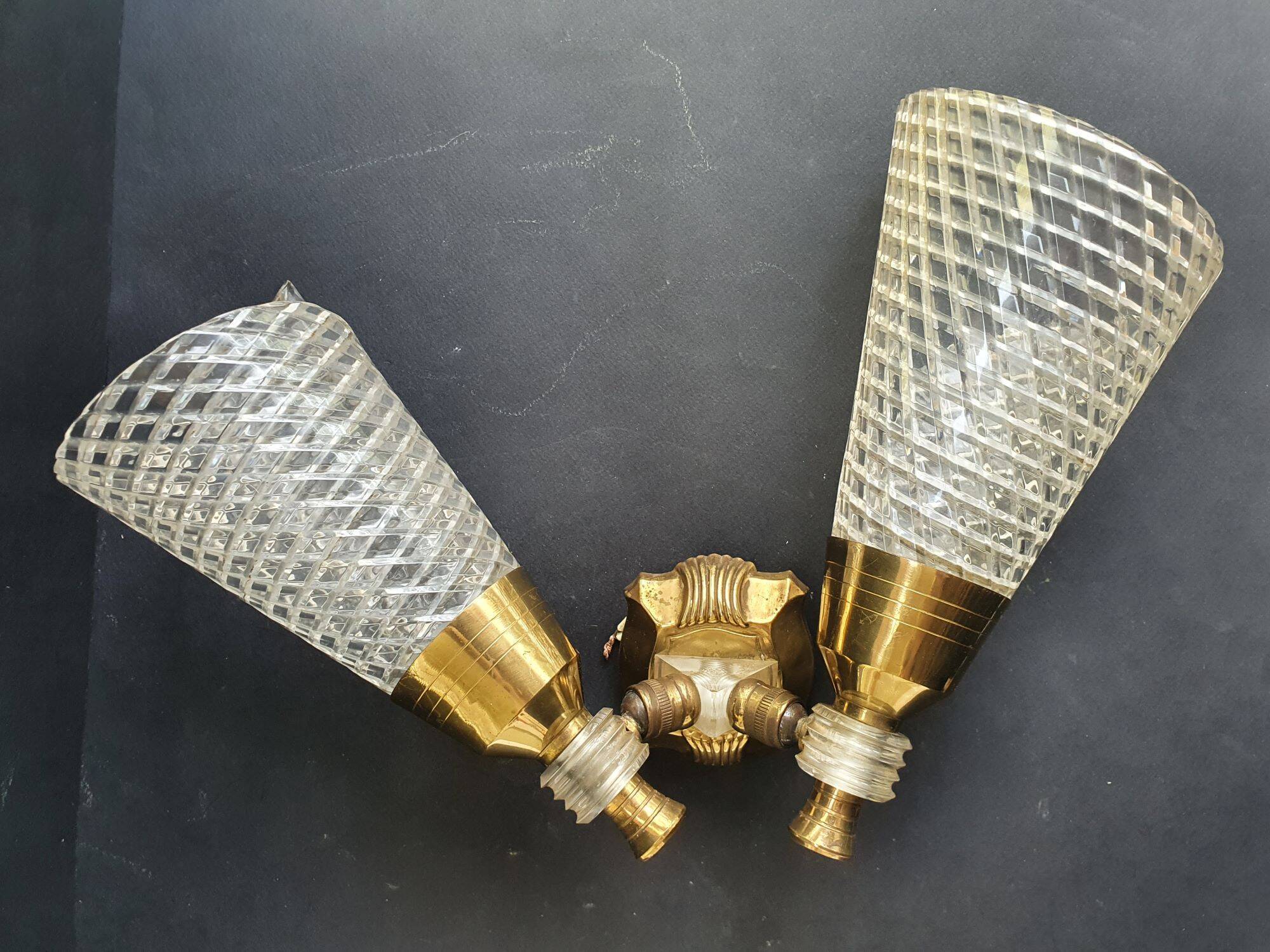 Pair of double light wall sconces from the 1960s.