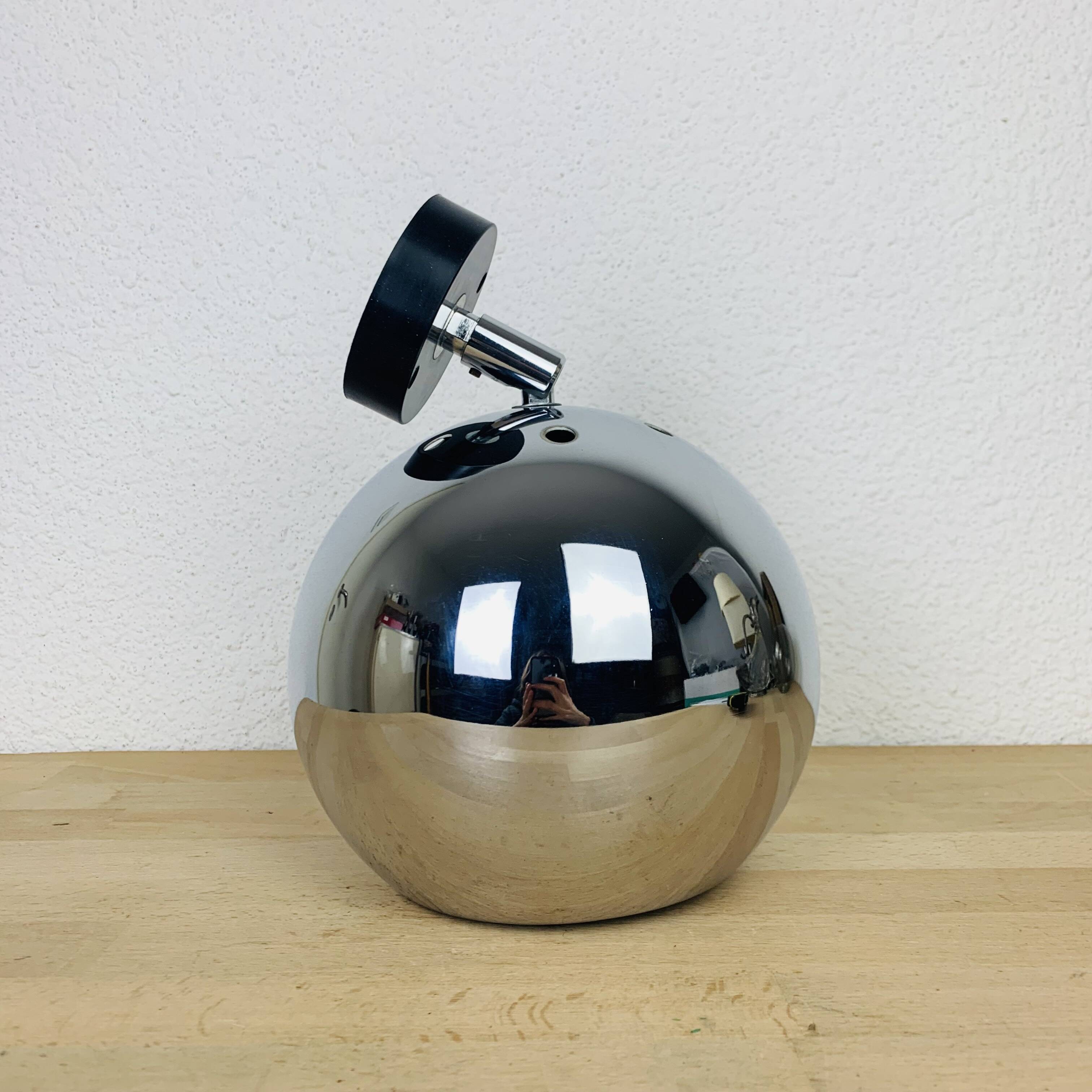 Chrome eyeball spot ceiling light Erco, 1970s