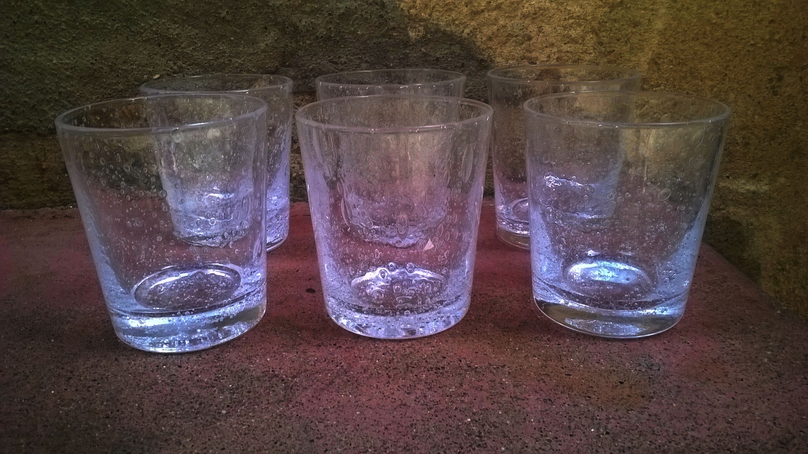 Series of six artisanal glasses "Verrerie de Biot"