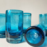 Set of five blue glasses