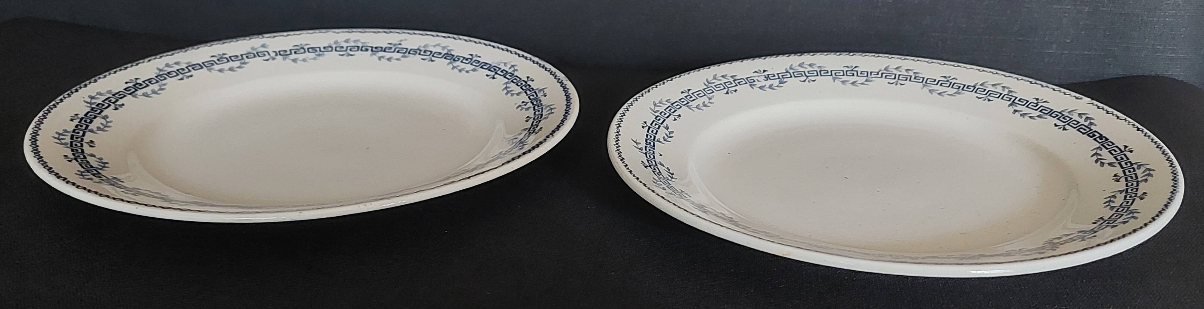 Pair of Gien iron earthenware dessert plates with Austerlitz decor