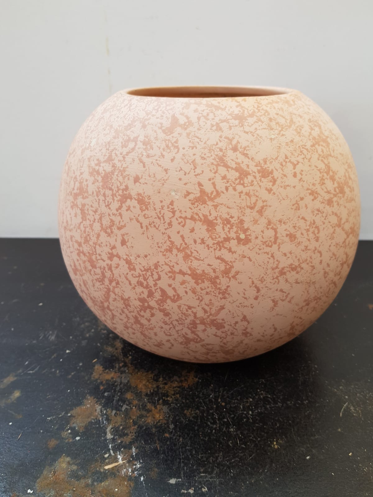 Old Vase Ball Ceramic Pink 70s Vintage Decoration