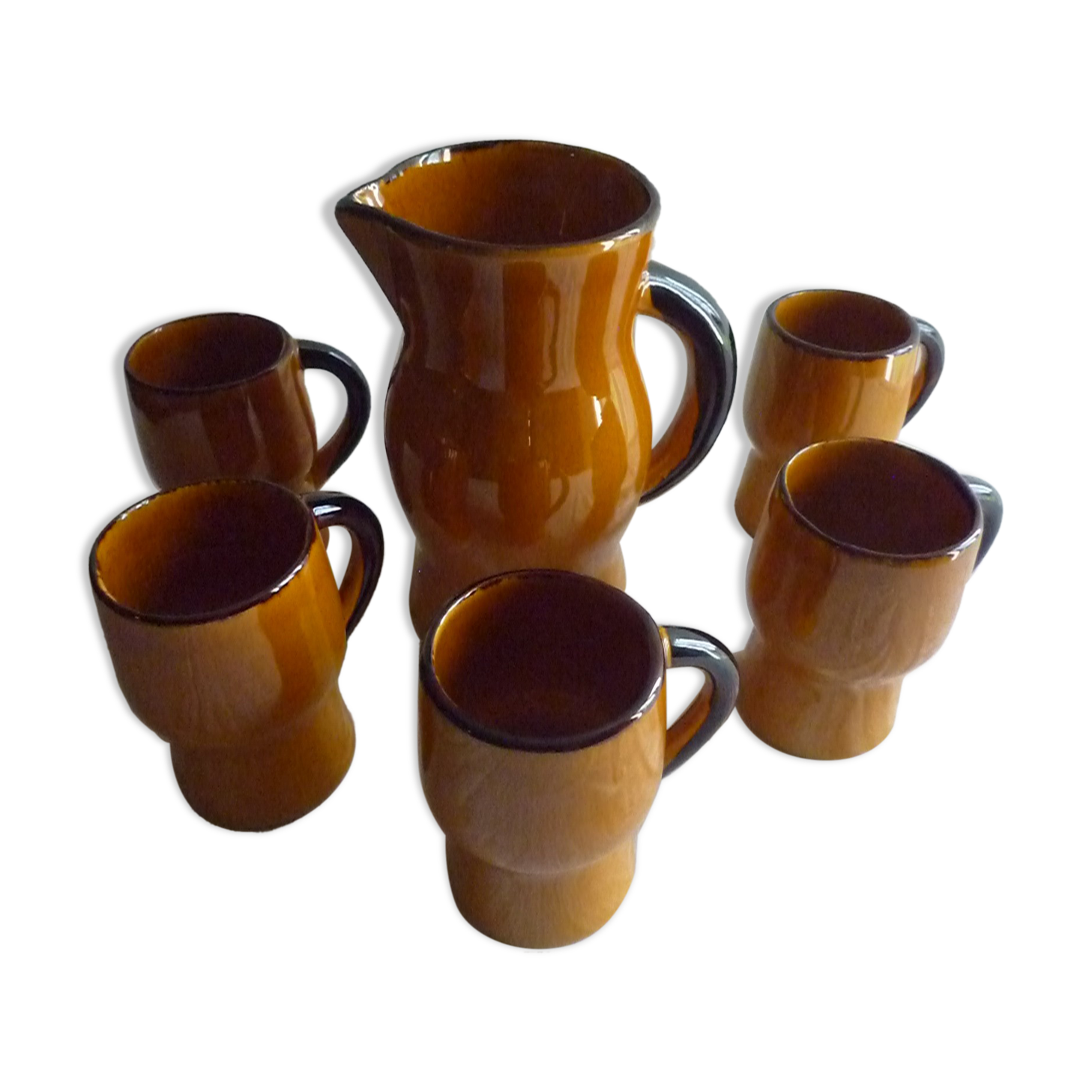 Service to orangeade in glazed earth, 1970s