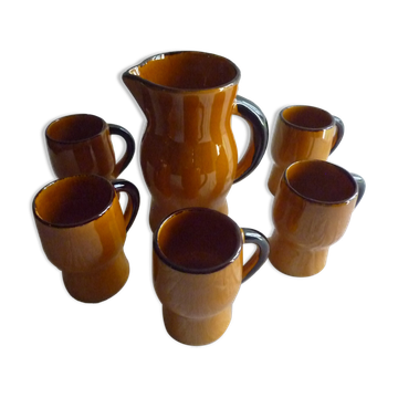 Service to orangeade in glazed earth, 1970s