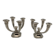 Art Deco French Nickeled Bronze Candlesticks by J. Leleu, 1930, Set of 2
