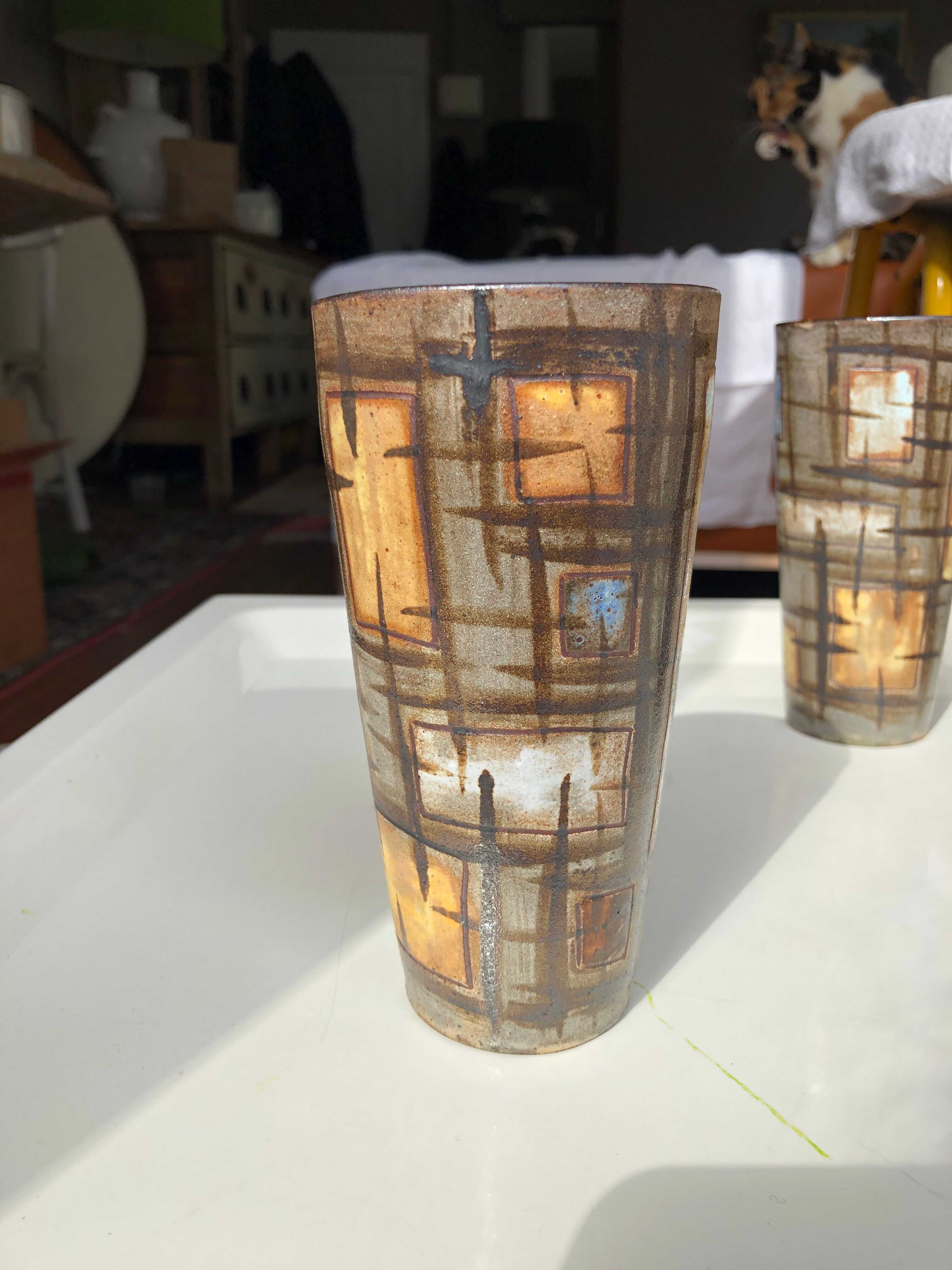 4 Vallauris ceramic cups by Alexandre Kostanda 1960