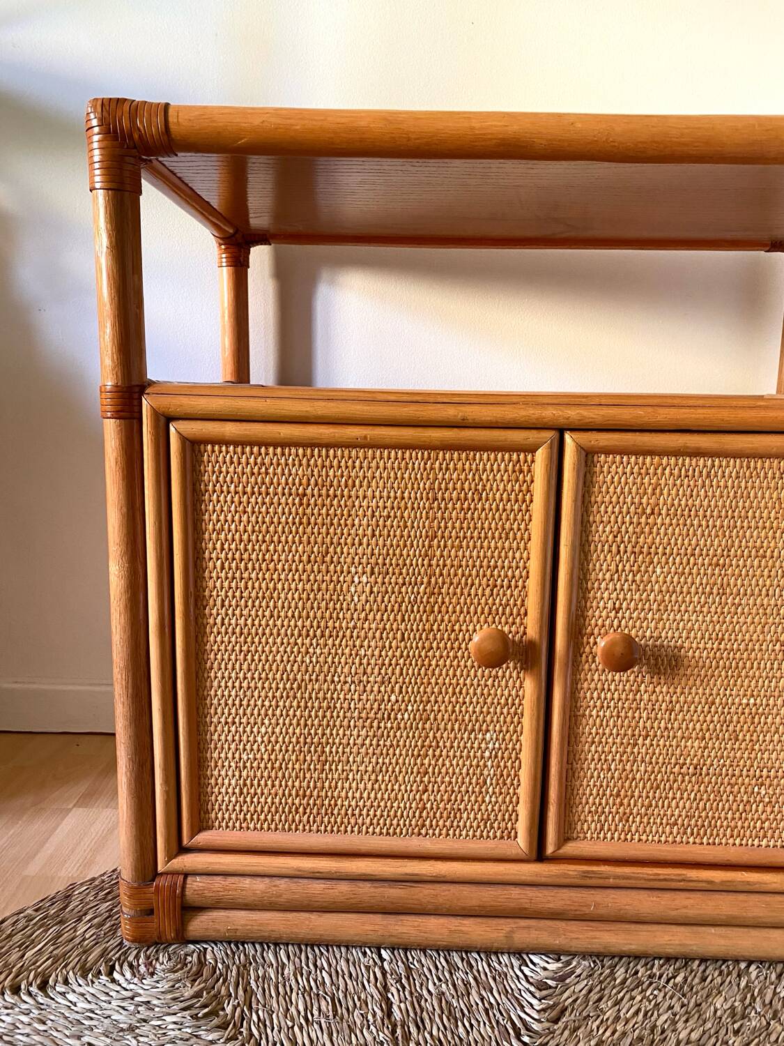 Vintage rattan and cane sideboard