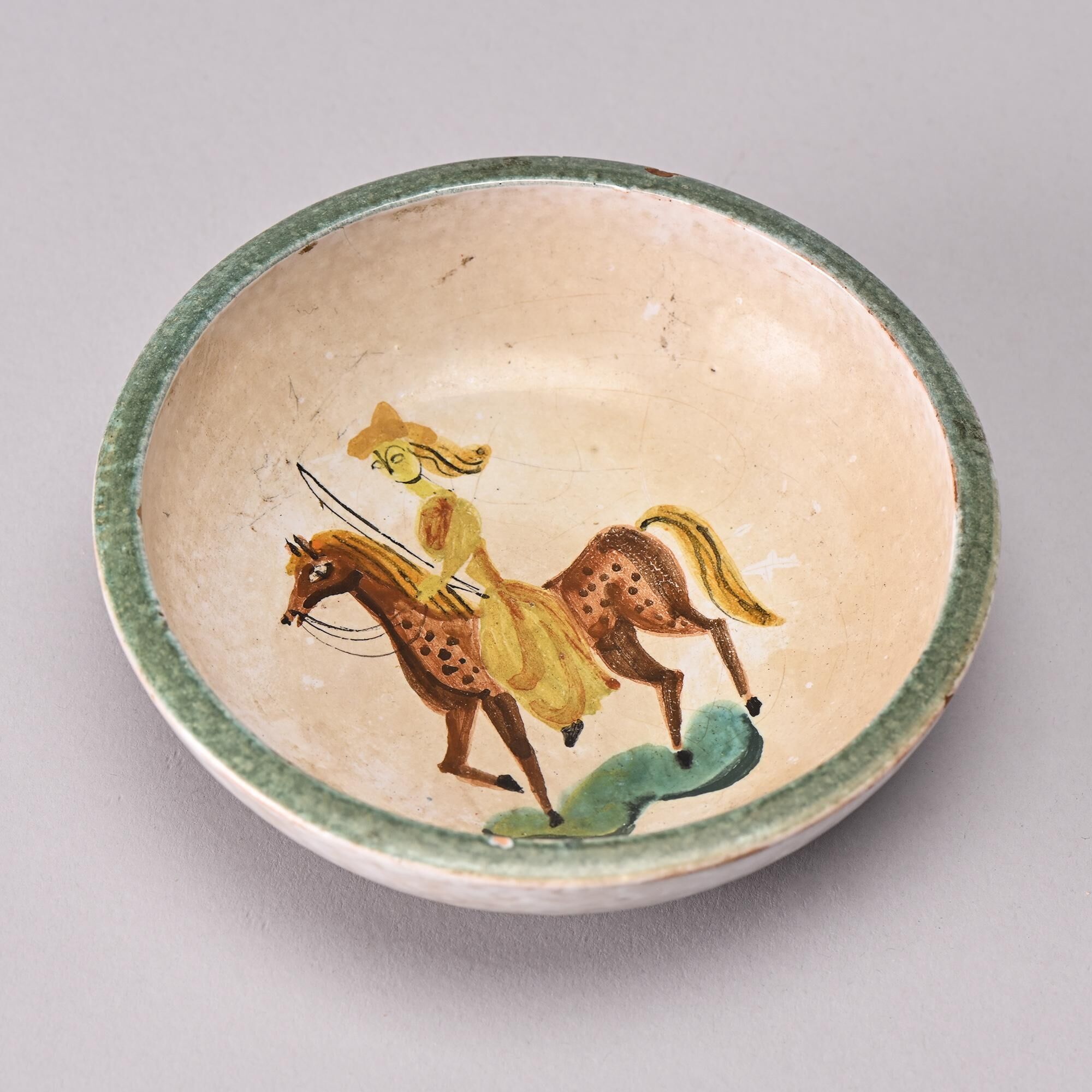 Decorative ceramic bowl attributed to Menelika, Switzerland, circa 1930-1950.