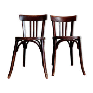 Paire de chaises anciennes de bistrot en bois
