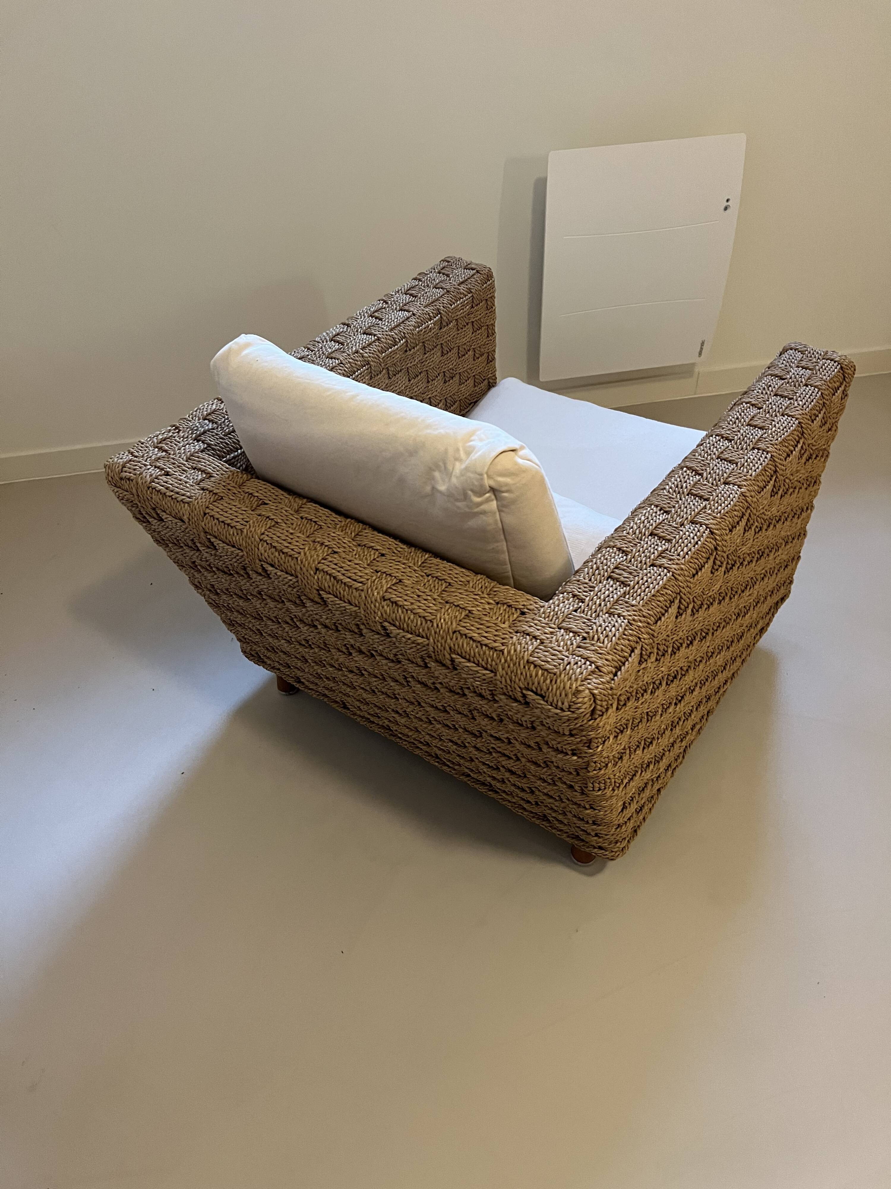 Wicky armchair in woven rope by Didier Gomez for Ligne Roset