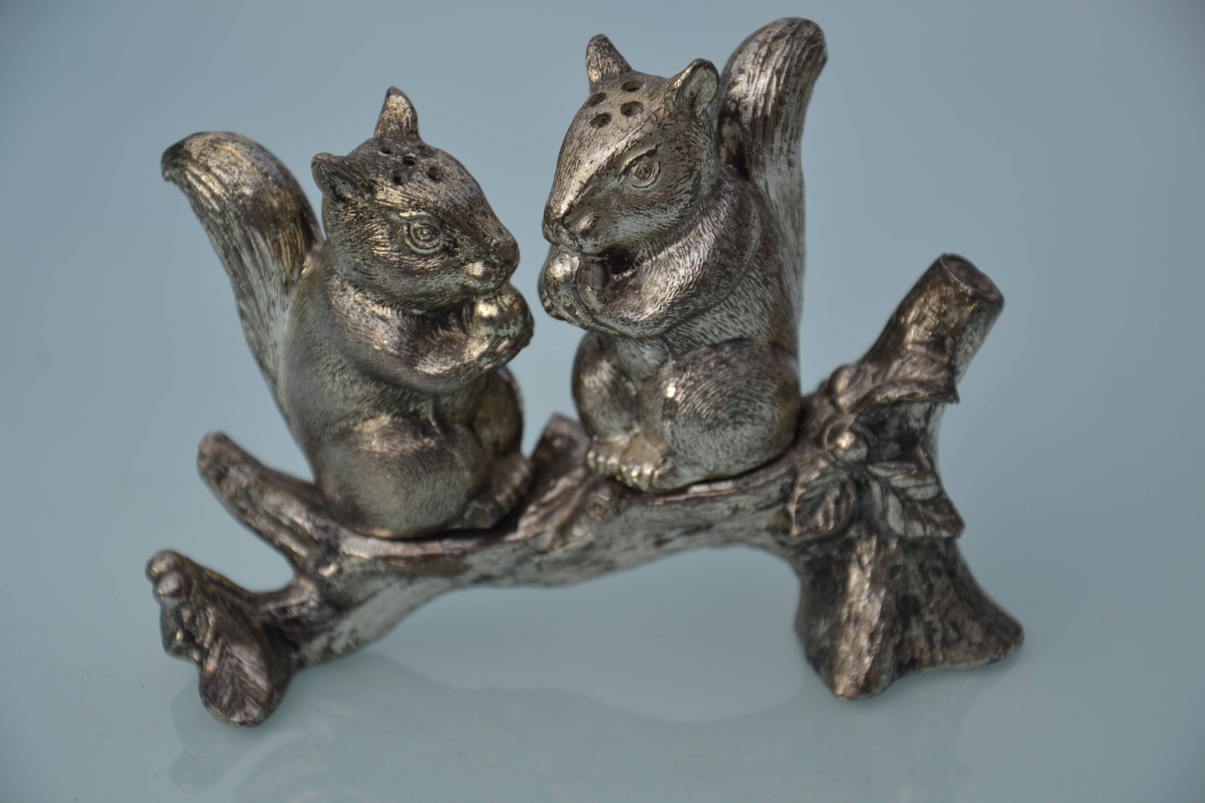 Silver-plated salt and pepper shakers "squirrel"