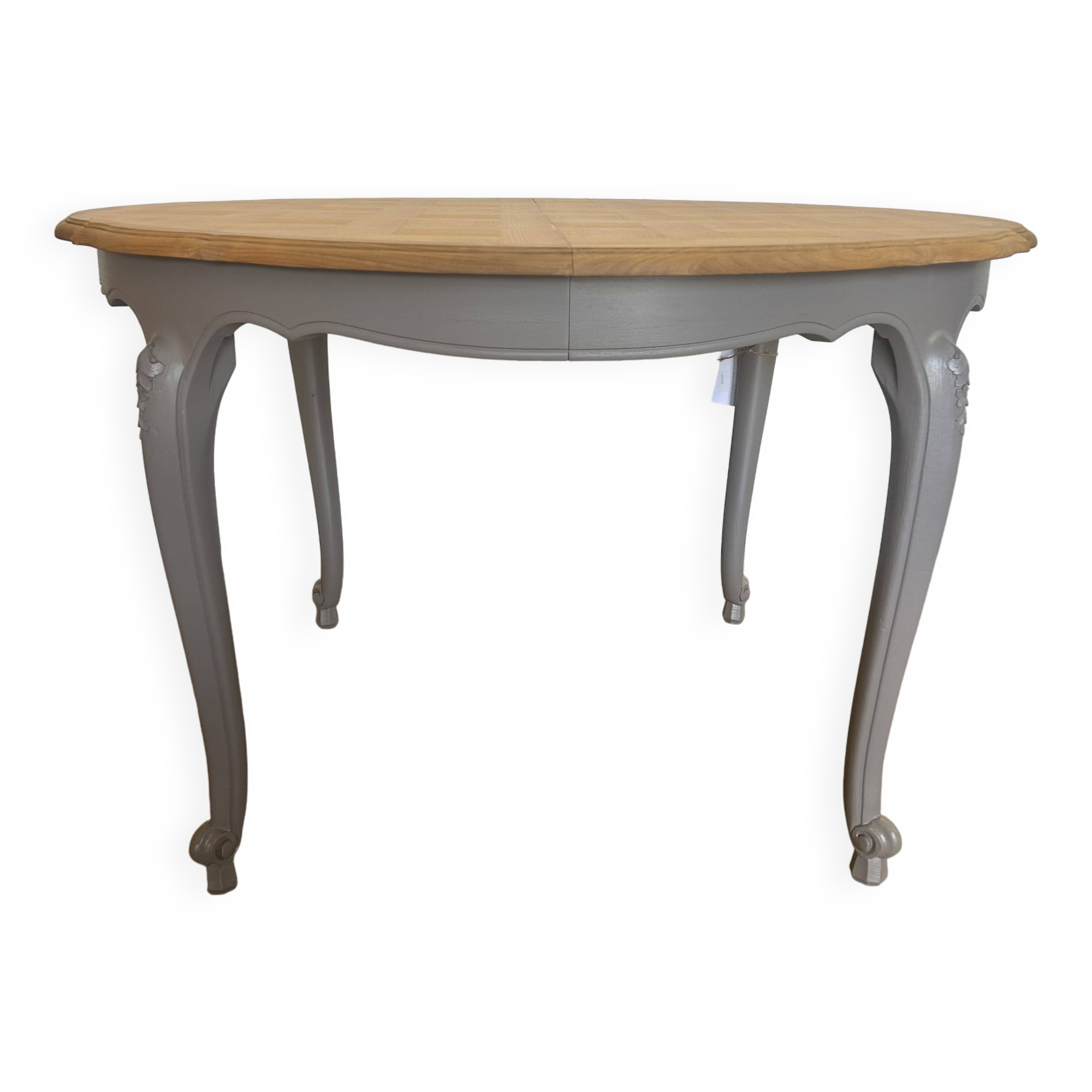Round regency table revamped taupe extension