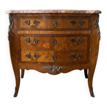 Antique Louis XV commode in wood and marble