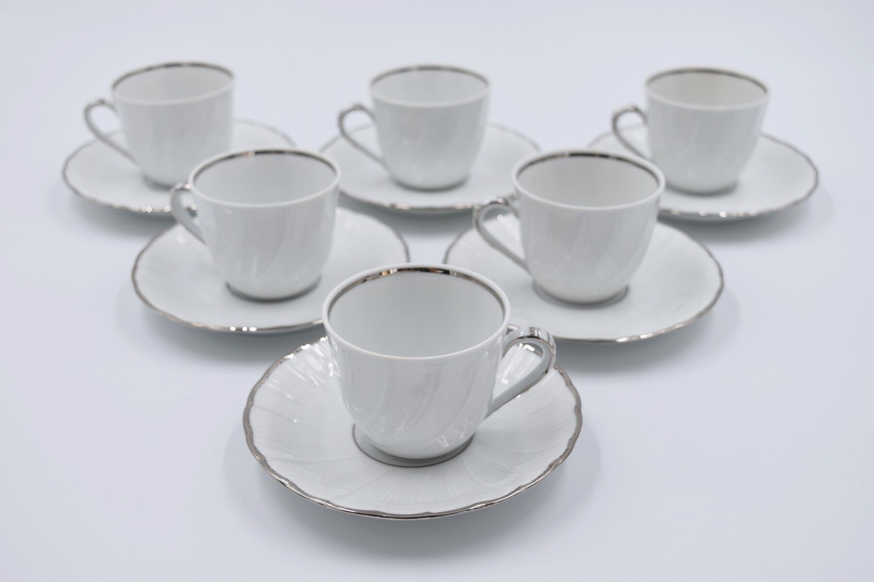 6 cups and under porcelain cup Bernardaud Limoges verdi model