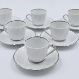 6 cups and under porcelain cup Bernardaud Limoges verdi model