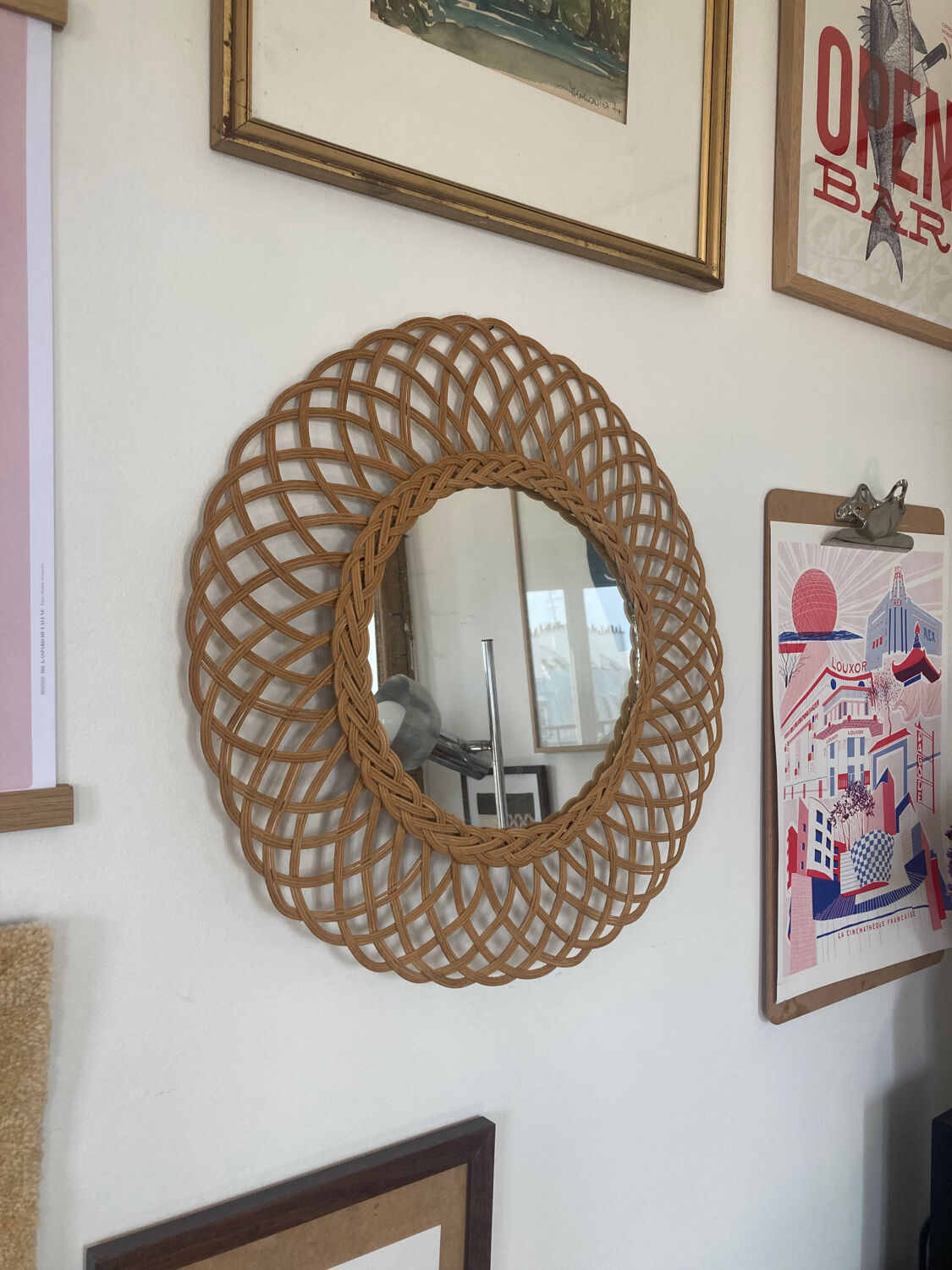 Rattan sun mirror