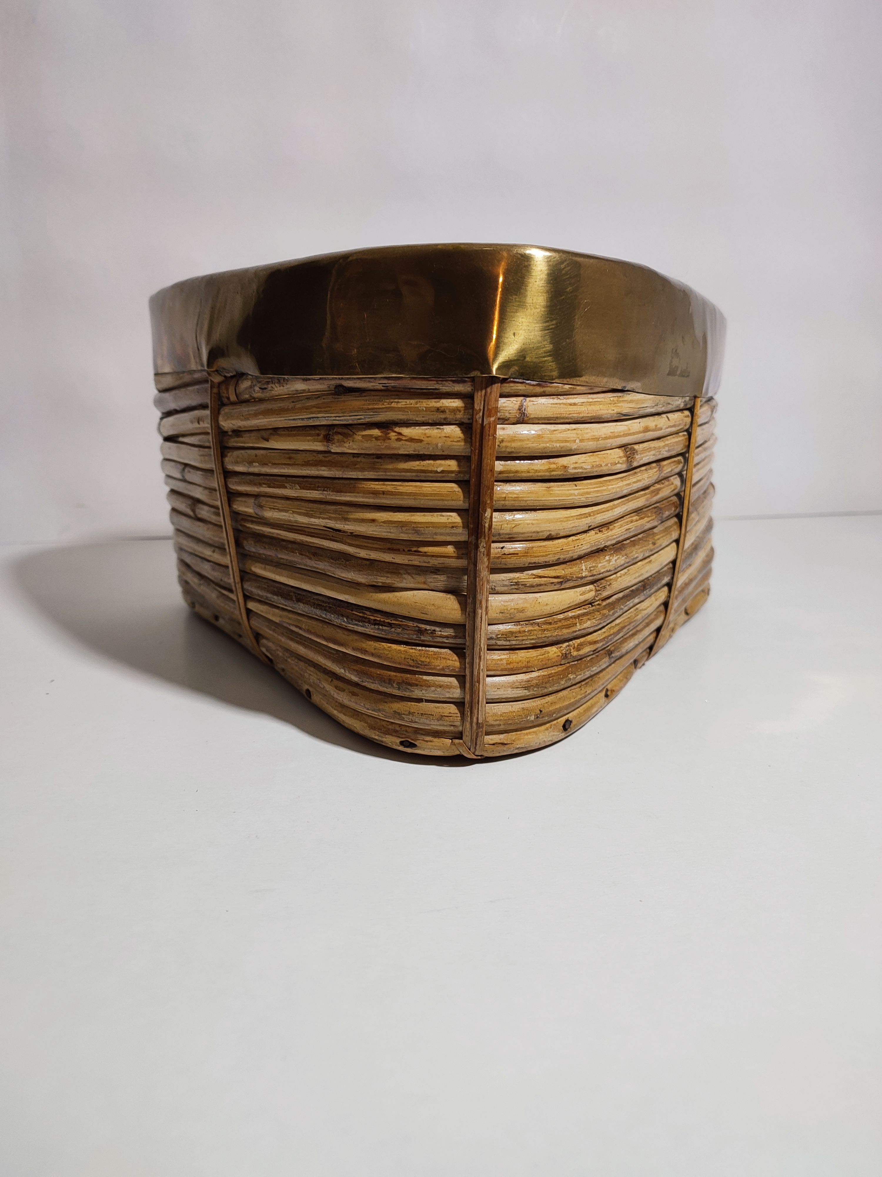 Rattan Brass Basket 1970