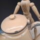 Cafetière émaillée beige