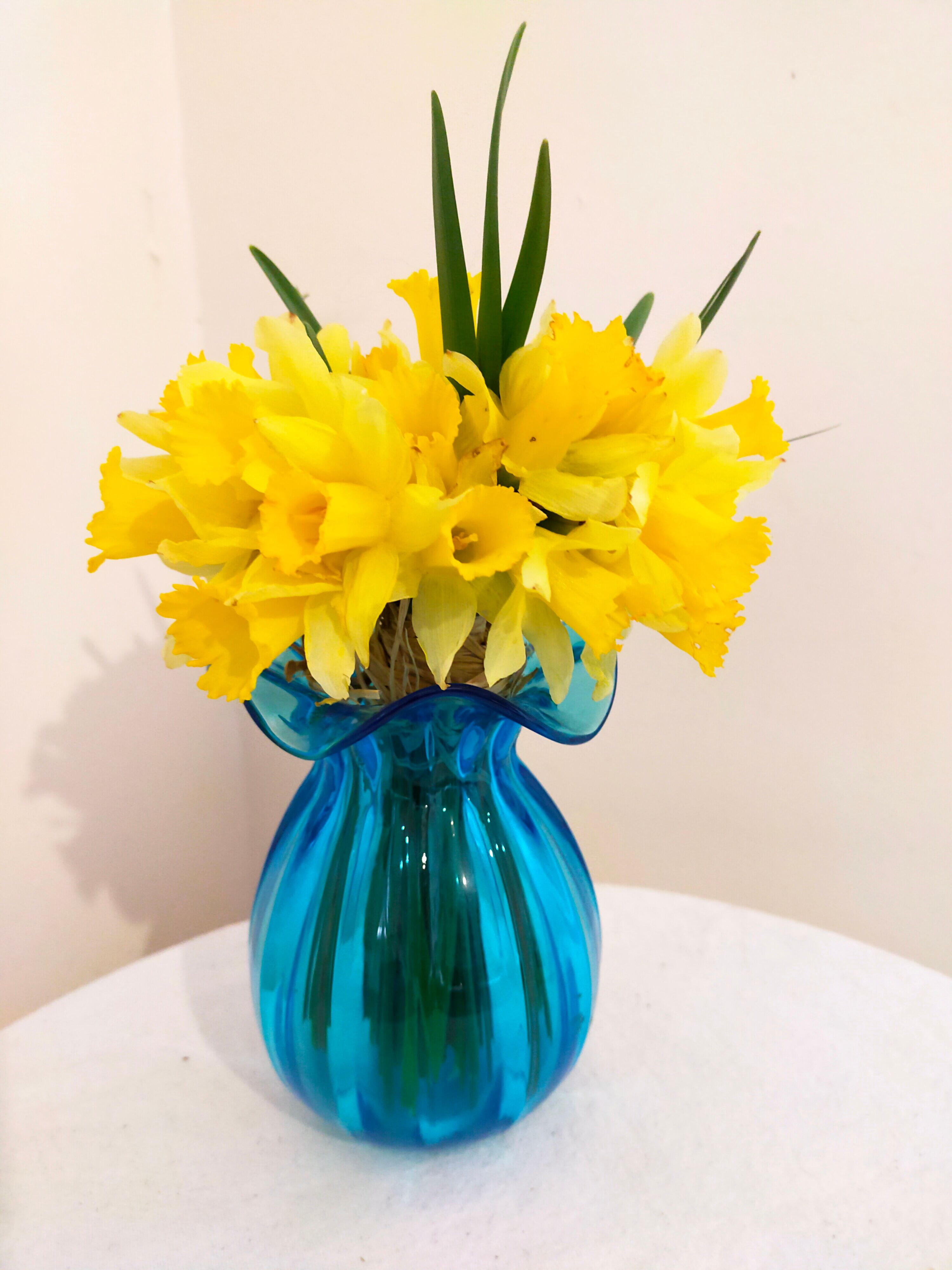 Blue blown glass vase