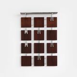 Rosewood wall coat rack with 14 hooks and a hat shelf, 1960s