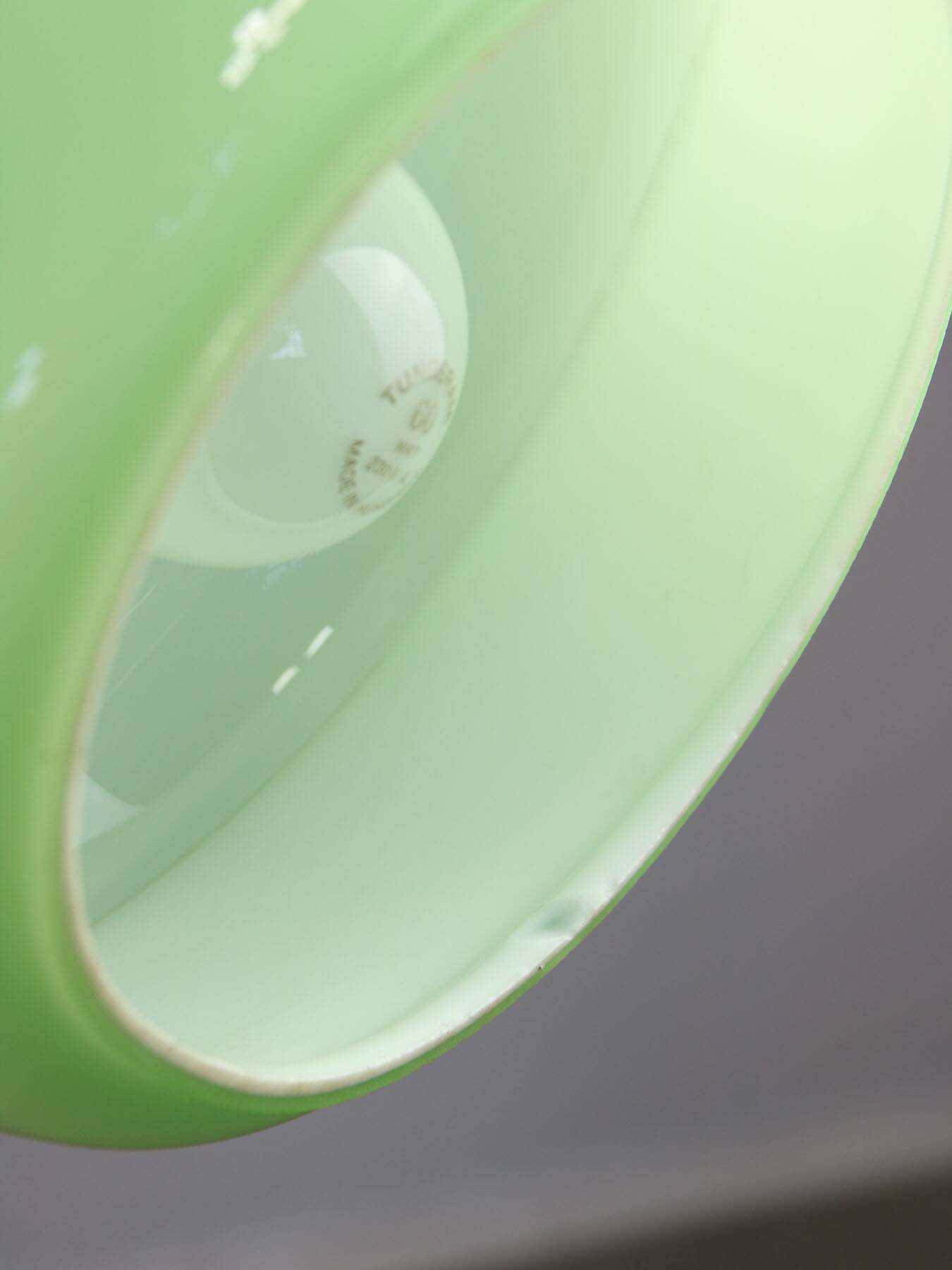 Mid-Century Italian Green Glass and Brass Pendant Lamp